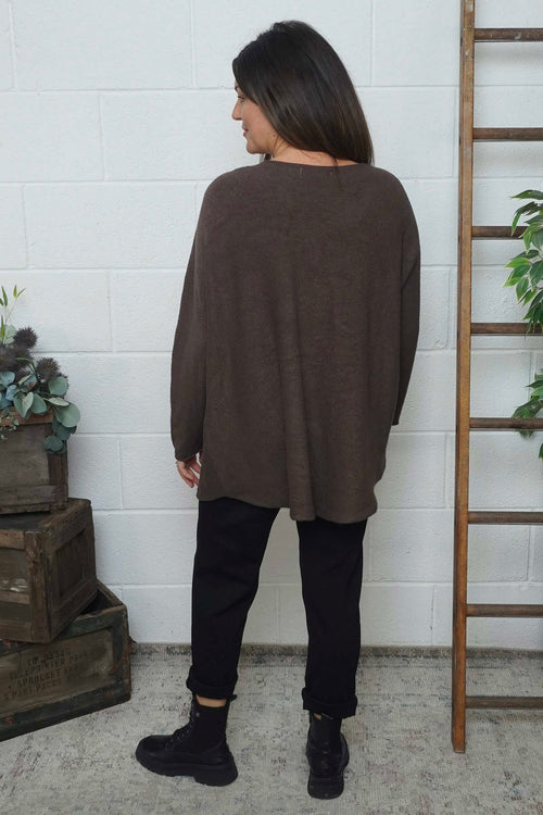 Lynna V-Neck Jumper Cocoa - Image 4