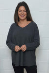 Lynna V-Neck Jumper Charcoal