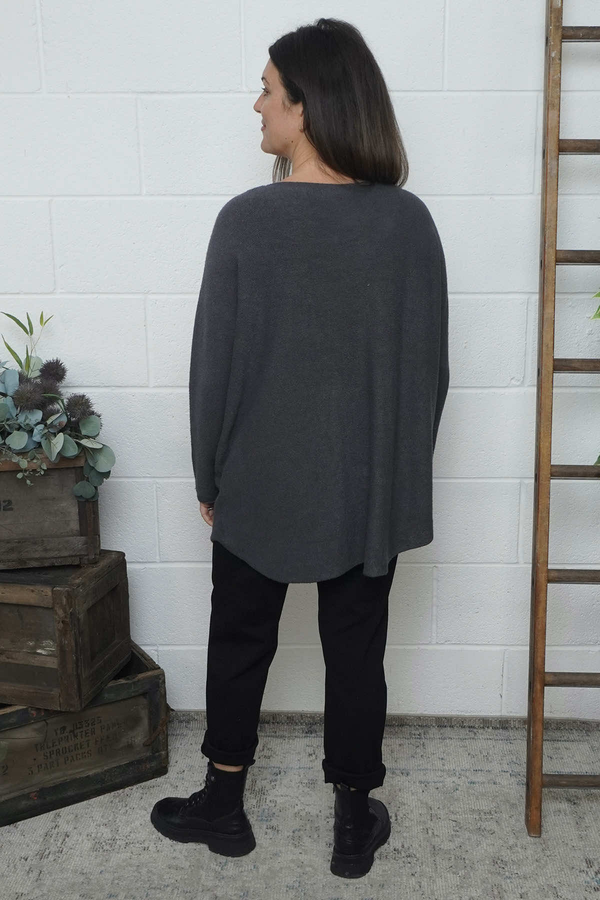 Lynna V-Neck Jumper Charcoal