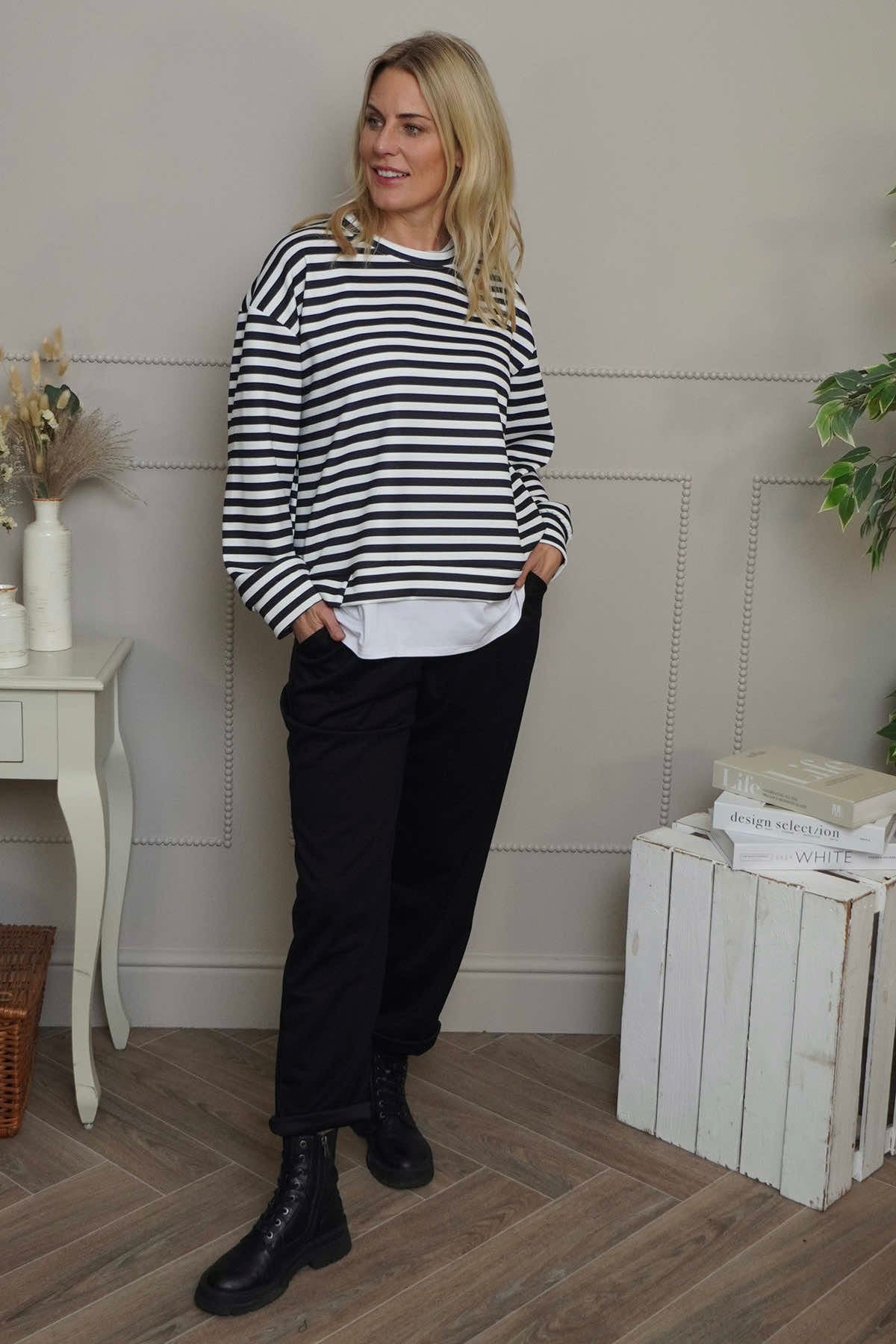 Capricia Stripe Top Black