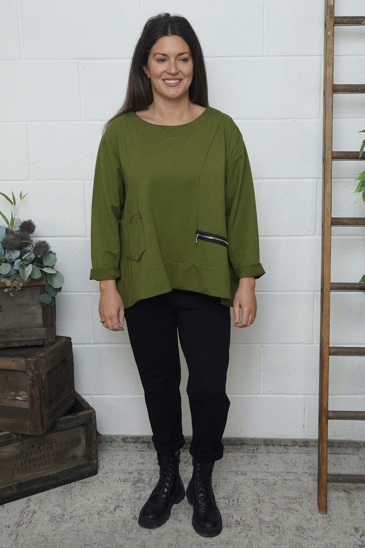 Laurissa Cotton Top Olive