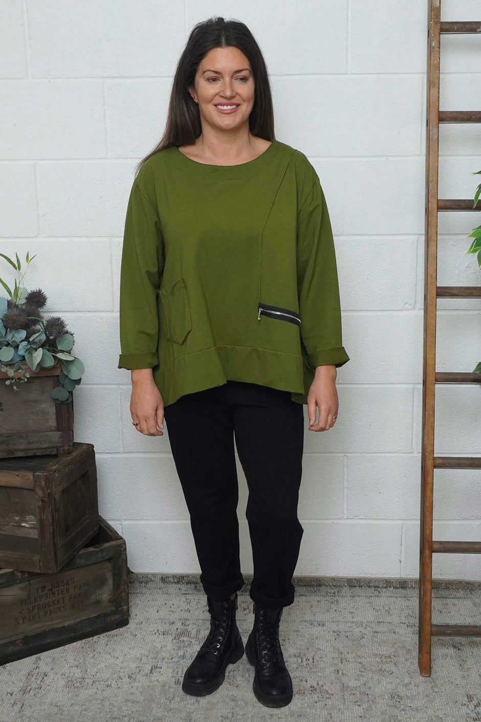 Laurissa Cotton Top Olive