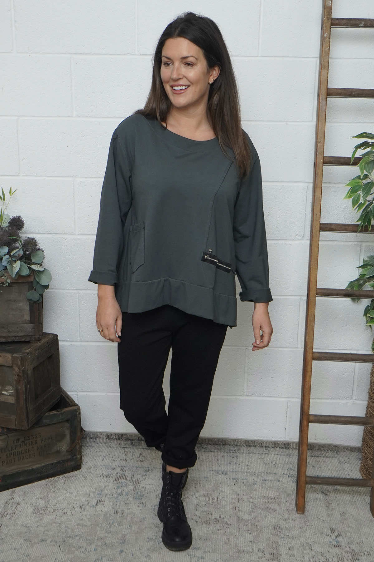 Laurissa Cotton Top Charcoal