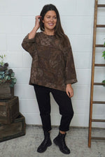 Doreen Print Needlecord Top Nutmeg Nutmeg - Doreen Print Needlecord Top Nutmeg