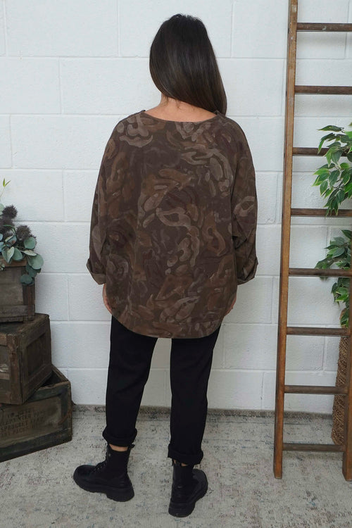 Doreen Print Needlecord Top Nutmeg - Image 4