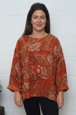 Doreen Print Needlecord Top Burnt Orange Burnt Orange - Doreen Print Needlecord Top Burnt Orange