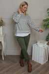 Capricia Stripe Top Khaki