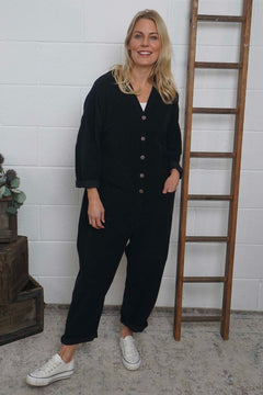 Paulton Needlecord Boilersuit Black