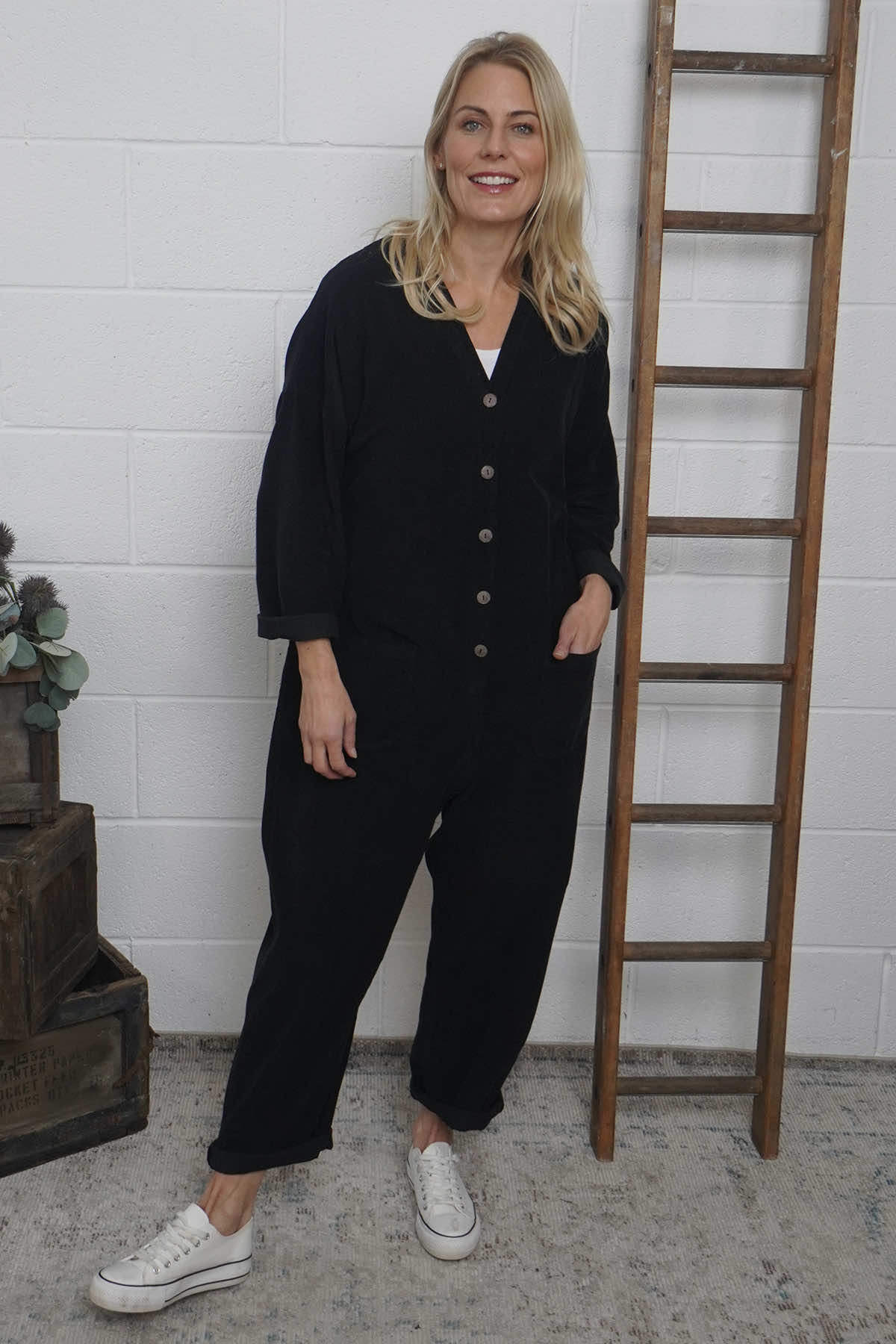 Paulton Needlecord Boilersuit Black