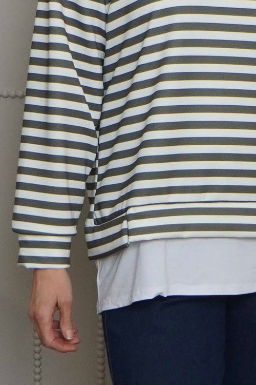 Capricia Stripe Top Khaki - Image 3