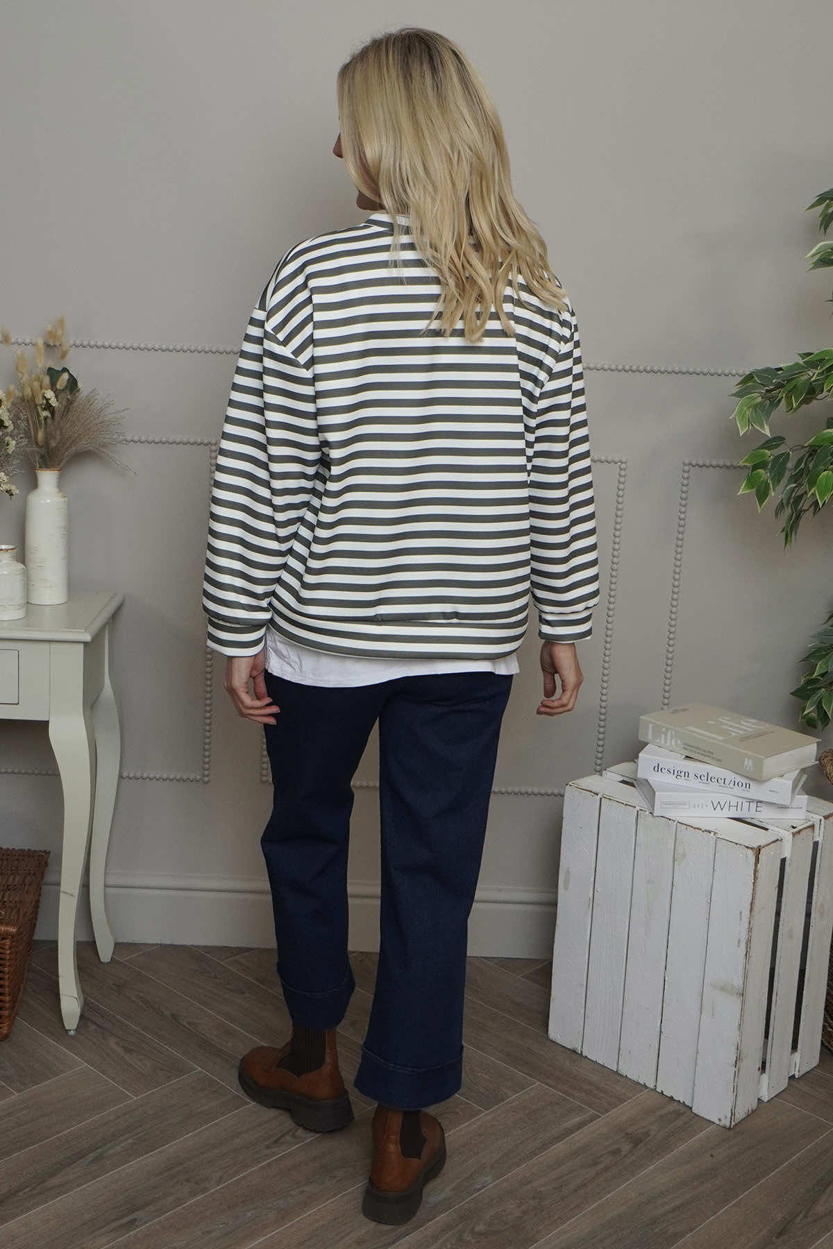 Capricia Stripe Top Khaki