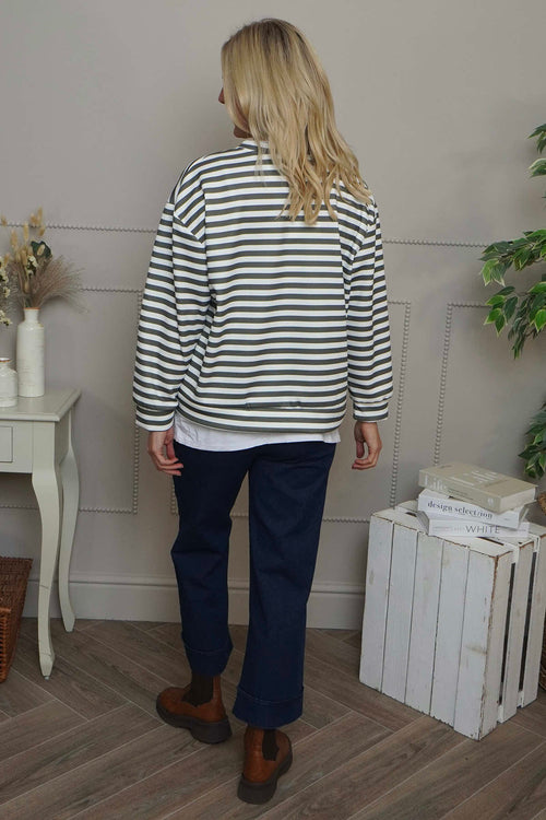 Capricia Stripe Top Khaki - Image 4