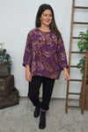 Doreen Print Needlecord Top Purple