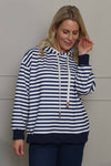 Selena Stripe Hooded Top Navy