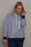 Selena Stripe Hooded Top Navy