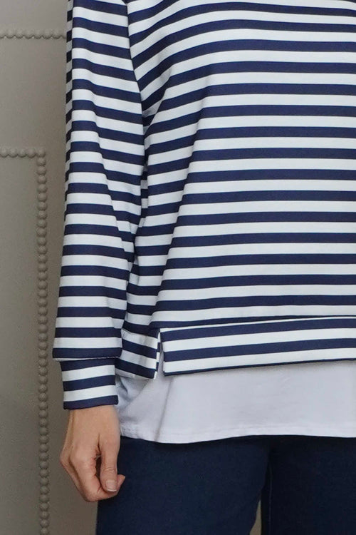 Capricia Stripe Top Navy - Image 3