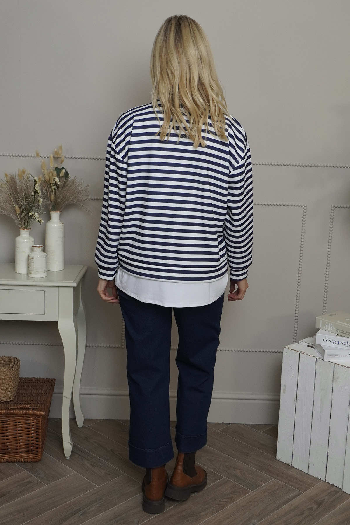 Capricia Stripe Top Navy