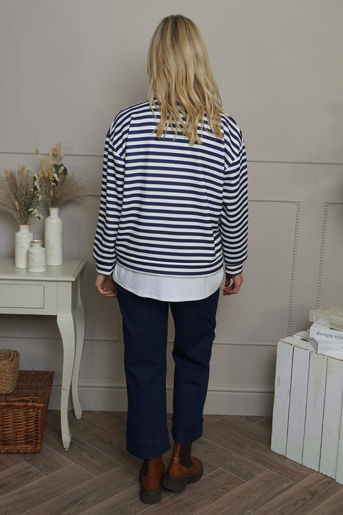 Capricia Stripe Top Navy - Image 4