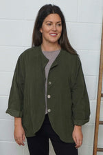 Leila Needlecord Jacket Khaki Khaki - Leila Needlecord Jacket Khaki