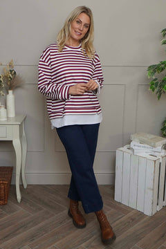Capricia Stripe Top Burgundy
