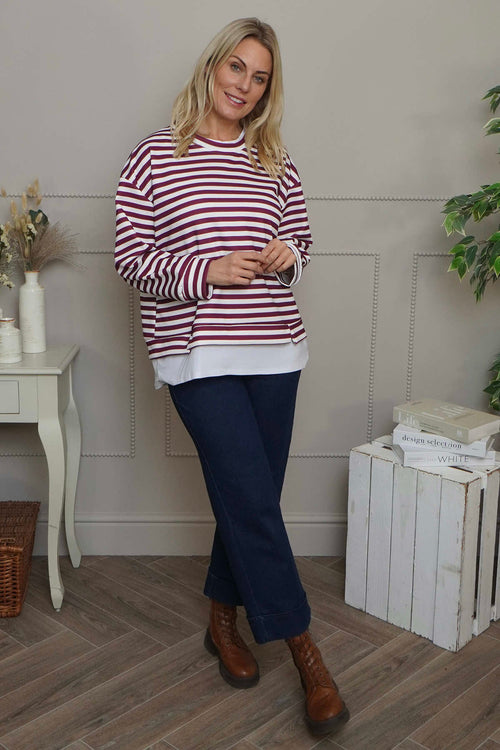 Capricia Stripe Top Burgundy
