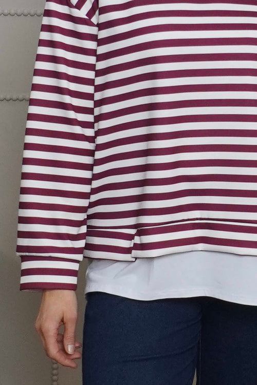 Capricia Stripe Top Burgundy - Image 3
