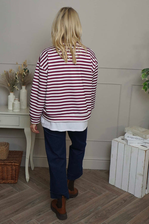 Capricia Stripe Top Burgundy - Image 4