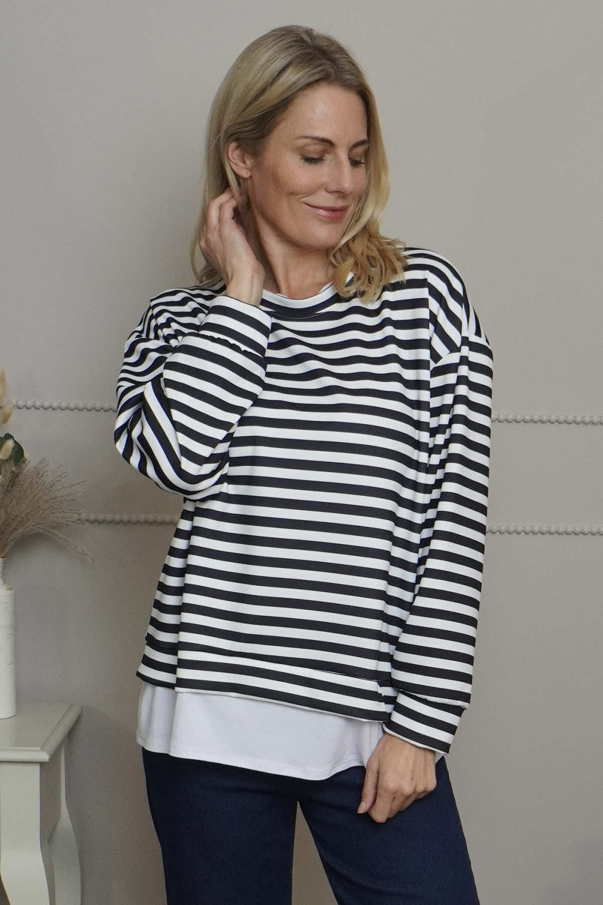 Capricia Stripe Top Black