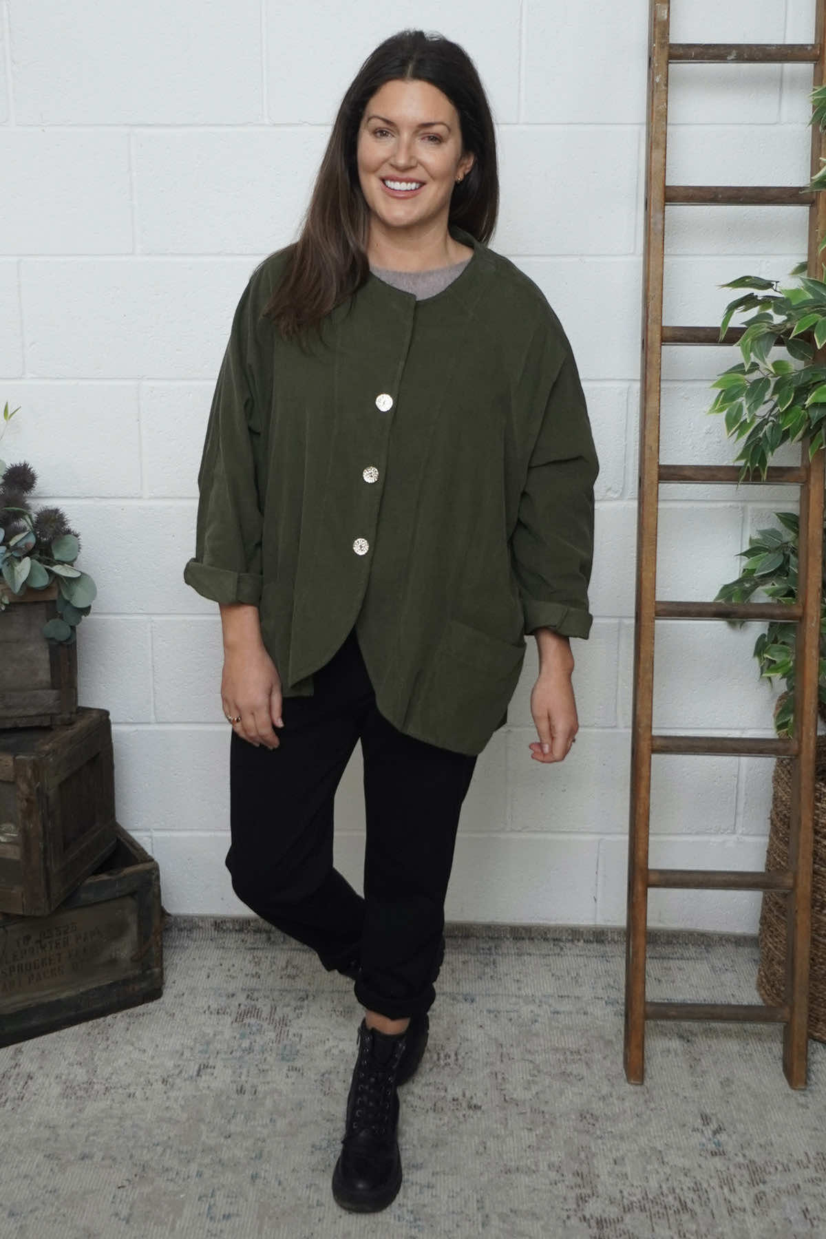Leila Needlecord Jacket Khaki