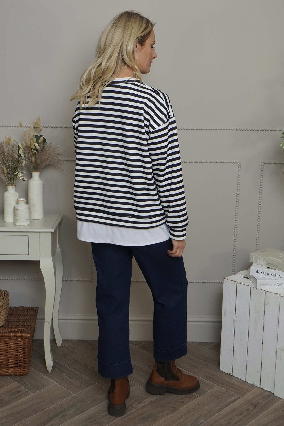 Capricia Stripe Top Black