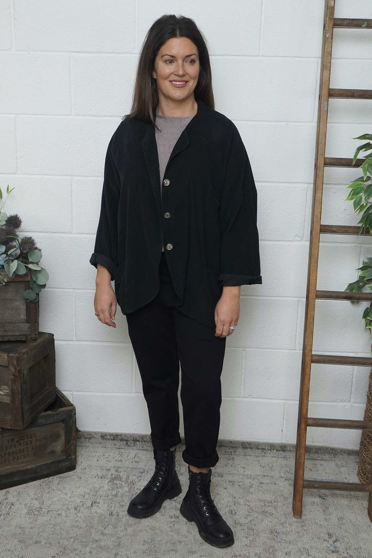 Leila Needlecord Jacket Black