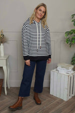 Selena Stripe Hooded Top Black Black - Selena Stripe Hooded Top Black