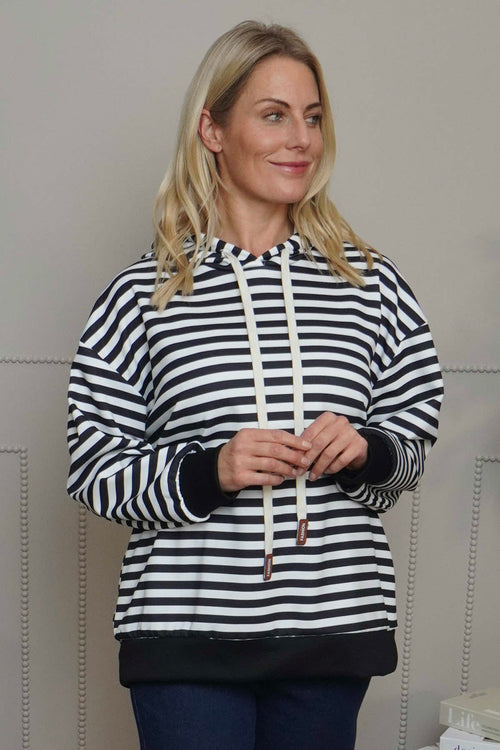 Selena Stripe Hooded Top Black - Image 3