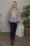 Selena Stripe Hooded Top Cocoa