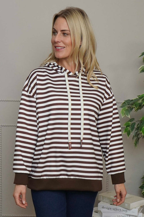 Selena Stripe Hooded Top Cocoa - Image 3