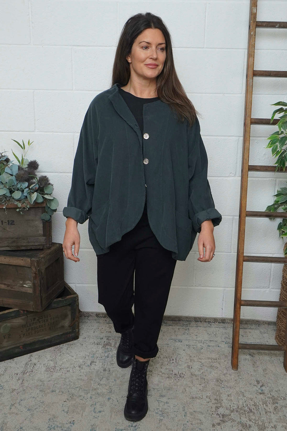 Leila Needlecord Jacket Charcoal