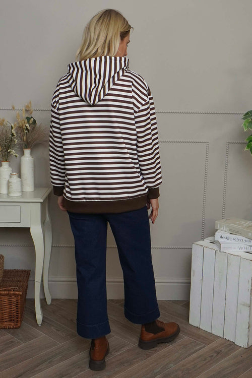 Selena Stripe Hooded Top Cocoa - Image 4