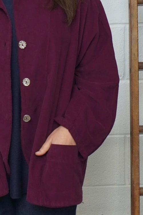 Leila Needlecord Jacket Burgundy - Image 3