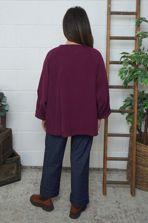 Leila Needlecord Jacket Burgundy - Image 4