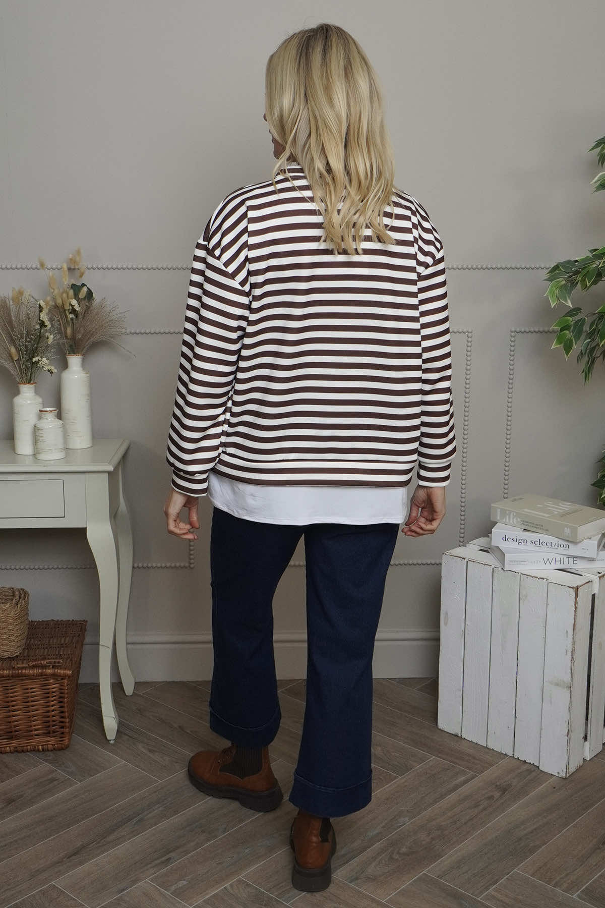 Capricia Stripe Top Cocoa