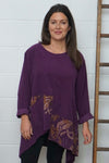 Berenice Print Detail Needlecord Top Purple