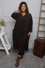 Cerys Cord Pocket Dress Cocoa Cocoa - Cerys Cord Pocket Dress Cocoa