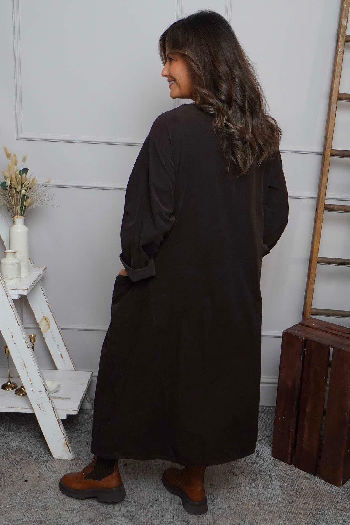 Cerys Cord Pocket Dress Cocoa