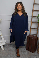 Cerys Cord Pocket Dress Navy Navy - Cerys Cord Pocket Dress Navy