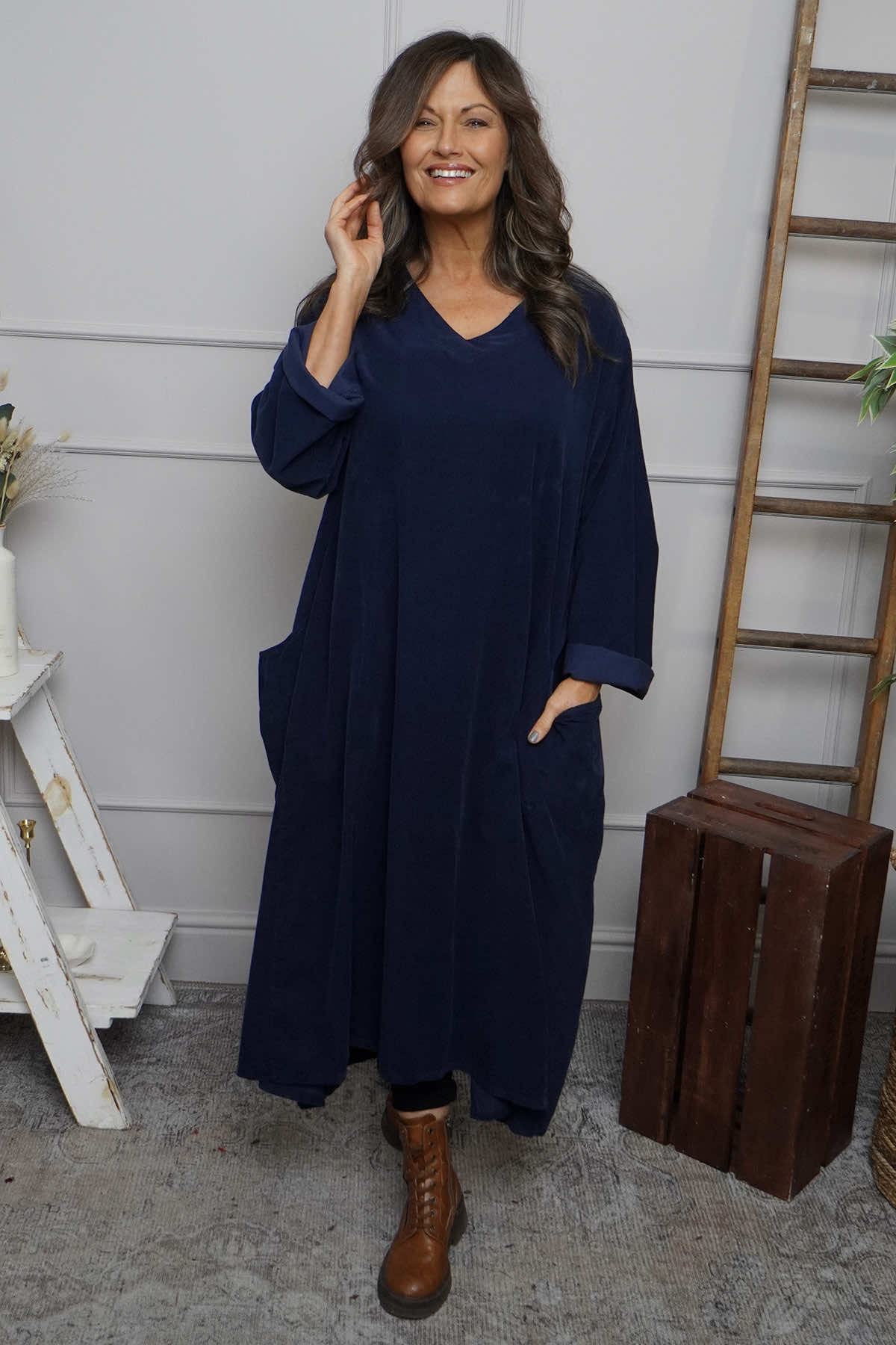 Cerys Cord Pocket Dress Navy