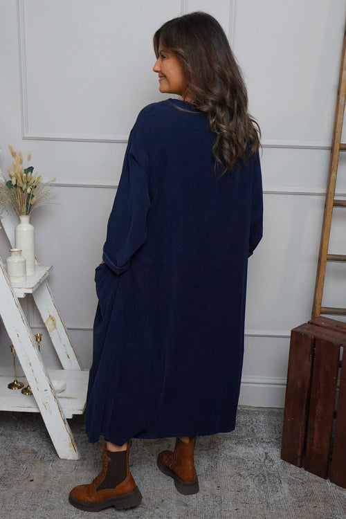 Cerys Cord Pocket Dress Navy - Image 4