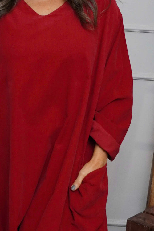 Cerys Cord Pocket Dress Wine - Image 3