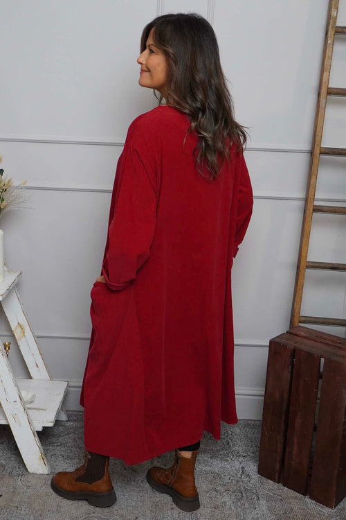 Cerys Cord Pocket Dress Wine - Image 4