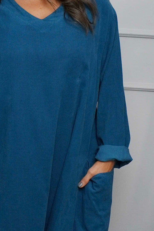 Cerys Cord Pocket Dress Teal - Image 3