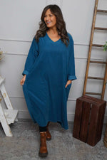 Cerys Cord Pocket Dress Teal Teal - Cerys Cord Pocket Dress Teal